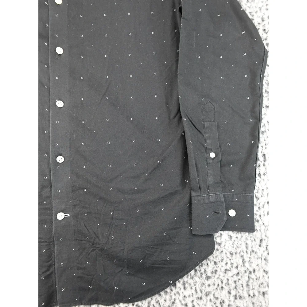 Banana Republic Button Down Mens Medium Black Good Slim Fit Non-Iron Micro-Print